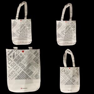 Lululemon White& Silver “Breathe Deeply” Tote  12”H x 9”W x 4.5” D